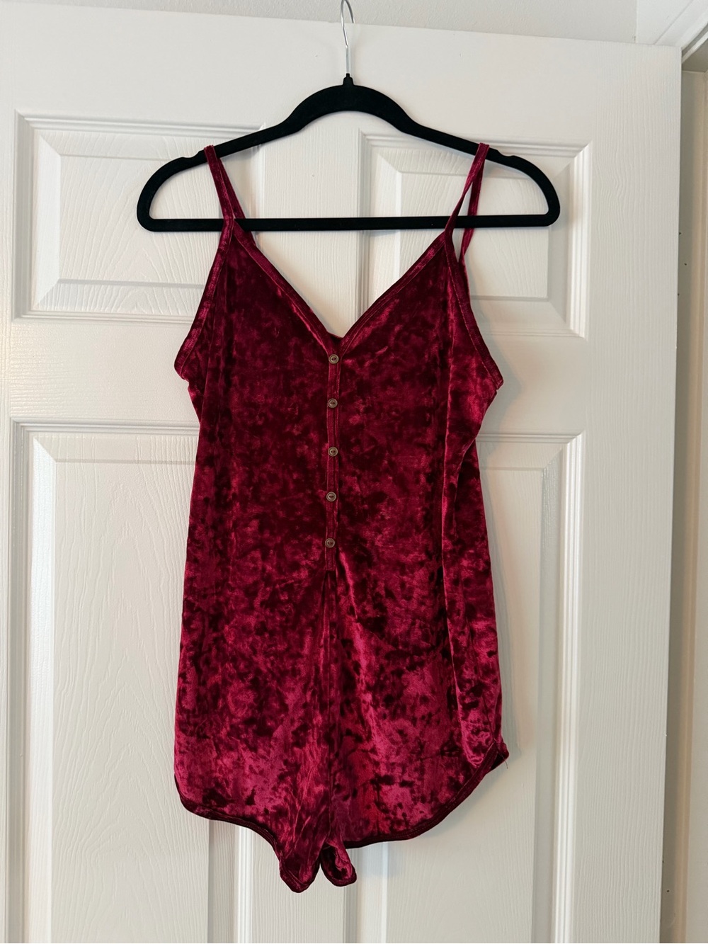 Bozzolo Burgundy Crushed Velvet Romper Medium
